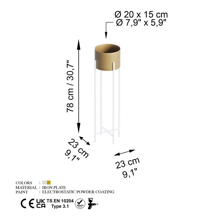 Aberto Design Maceta Decorativa GED-025-C Blanco y Dorado Aberto Design Maceta Decorativa GED-025-C Blanco y Dorado
